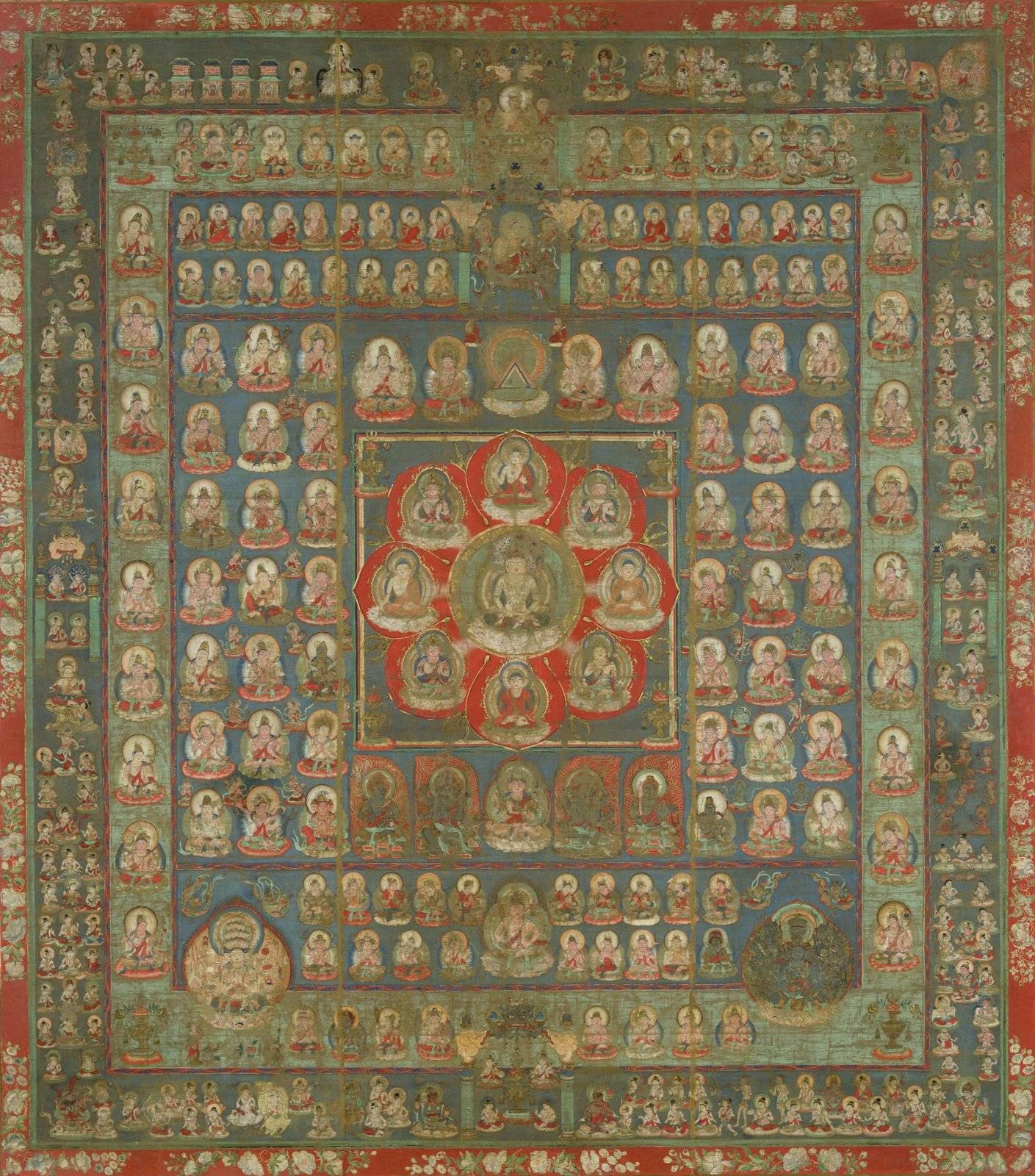 胎藏界曼荼罗(西院本),9 世纪,京都东寺藏。维基共享资源,公有领域